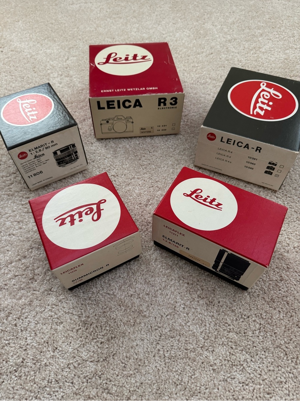 Leitz Vintage Camera Lens Boxes - Red & White